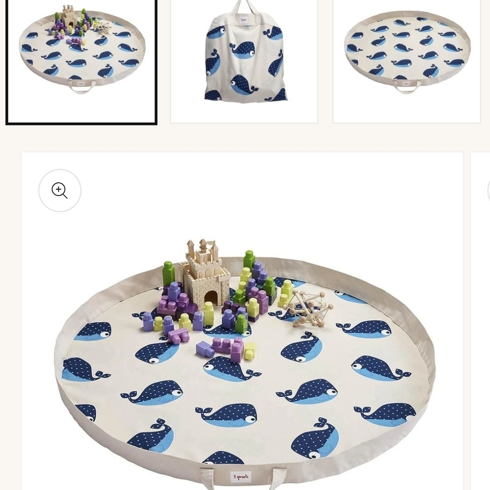 Whale Print Play Mat with Storage Bag